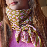 Floral Coral Indian Block Print Scarf