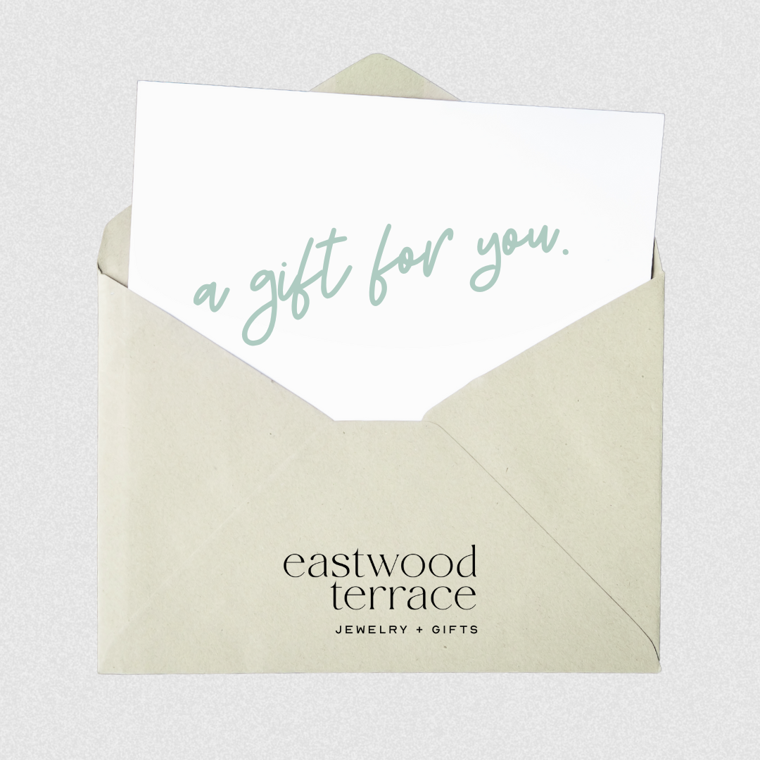 Gift card in an envelope with 'Eastwood Terrace' branding on a white background